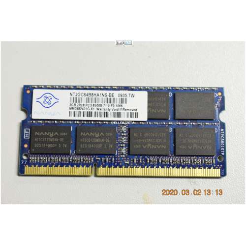 2GB RAM 2Rx8 PC3-8500S SODIMM DDR3 1066 NANYA NT2GC64B8HA1NS-BE Notebook MEMORY (2300/IB1)
