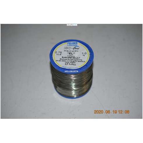 FILI DI SALDATURA FELDER  Lega SN95,5Ag3,8Cu0,7  0,75mm 1,0kg  (2606/DB1 )