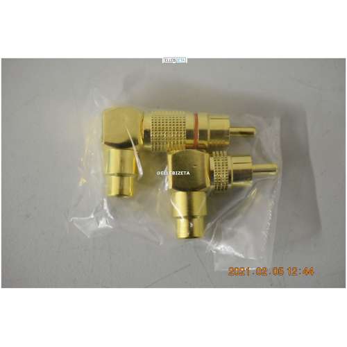 RCA Audio Adattatore Angolare  M/F 90 gradi  metallo dorato