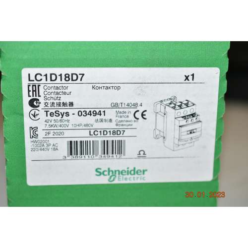 Schneider LC1D18D7Contattore TeSys 3 Poli AC3 400 VB 7,5 Kw 42 Volt AC