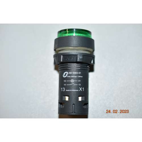 Schneider XB7NW3361 Pulsante Illuminato H7 Harmony Verde Ritorno molla 1No 220 Volt