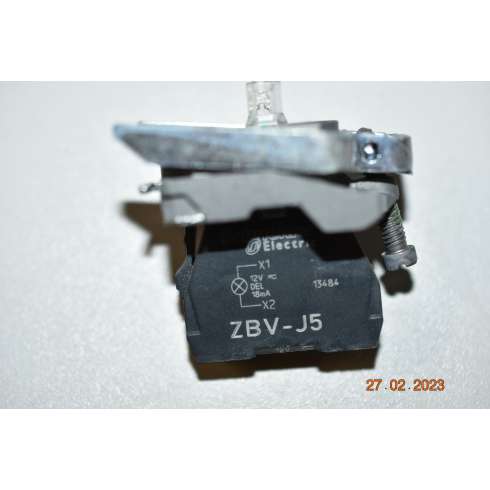 Schneider 5 Pezzi ZB4BZ009+ZBVJ5 Base di fissaggio XB4+elemento Luminoso Led arancio 12 Volt AC/DC