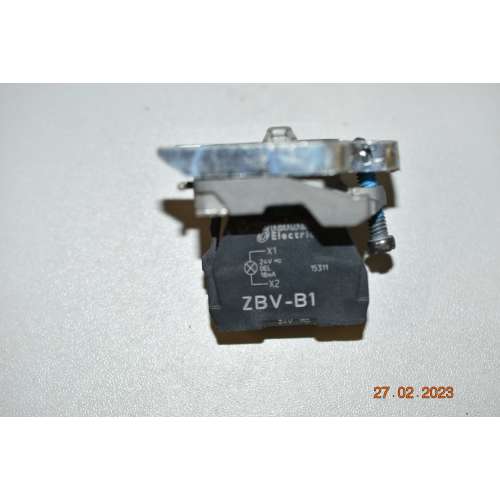 Schneider 5 Pezzi ZB4BZ009+ZBVB1 Base di fissaggio XB4+elemento Luminoso Led bianco 24 Volt AC/DC