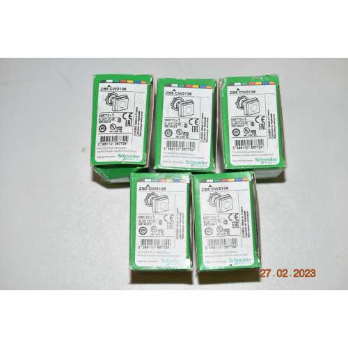 Schneider 5 Pezzi ZB5CW3136 Testa Pulsante Quadrato Bianco Luminoso  22 mm