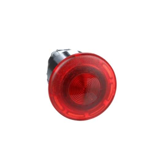 Testa Pulsante Fungo 40mm illuminato Rosso ritorno a molla metallo 22mm
