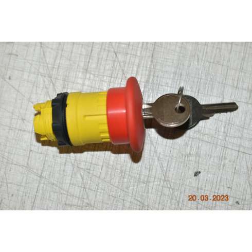Testa di Arresto Emergenza ZB5AS944  Fungo Rosso plastica 40 mm Ritorno a chiave