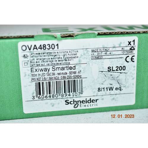LAMPADA d'emergenza Schneider OVA48301 - Exiway Smartled -210lm 1h Led 10X0,3W SE/NM IP65