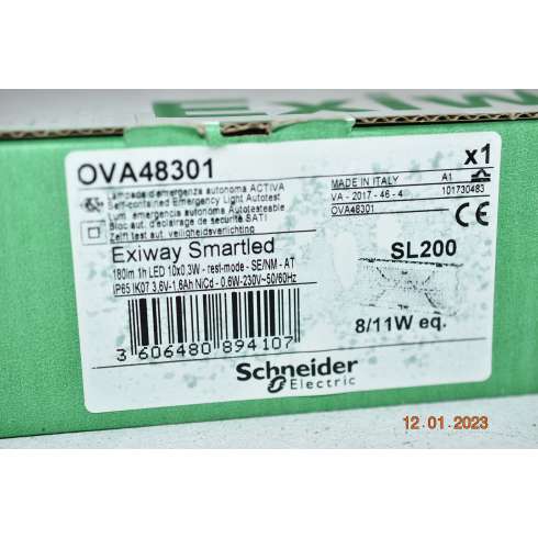 LAMPADA d'emergenza Schneider OVA48301 - Exiway Smartled -210lm 1h Led 10X0,3W SE/NM IP65