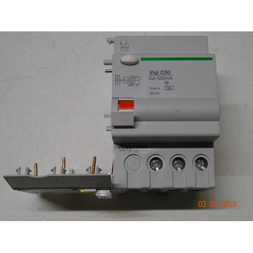 26753 Blocco differenziale Adattabile VigiC60 3P-25A-500mA-A  (C-B-3)