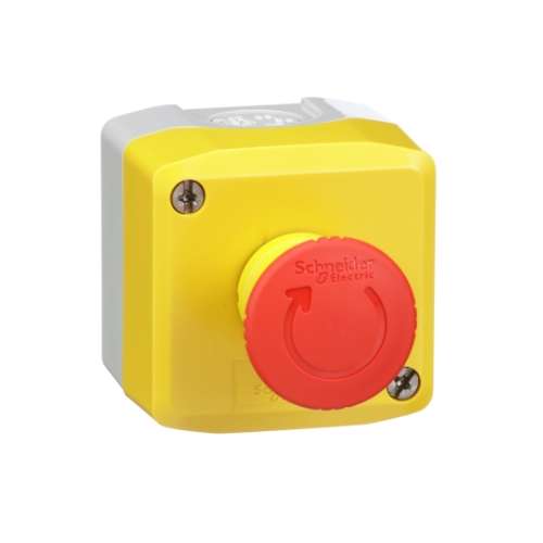 XALK178FH7 Schneider Electric Pulsantiera gialla-1 Fungo emergenza rosso  girare 2NC
