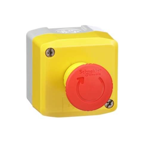 XALK178FH7 Schneider Electric Pulsantiera gialla-1 Fungo emergenza rosso  girare 2NC