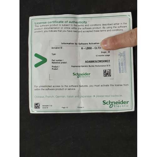Schneider Licenza  A0ABM3VZMSXMZZ Augmented Operator Builder Performance 12 mesi