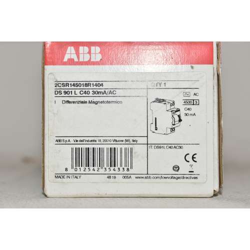 Differenziale magnetotermico ABB DS901LC10 30mA Type AC 4500A