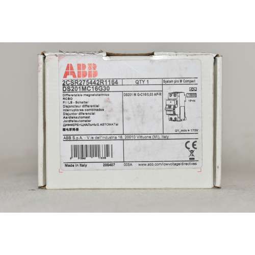 Differnziale Magnetotermico ABB DS201MC16G30  C16 30mA 10000A Tipo AP-R 1P+N