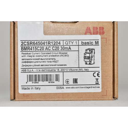 Differenziale Magnetotermico ABB 2CSR645041R1204 Basic M C20 30mA 4,5KA Type AC