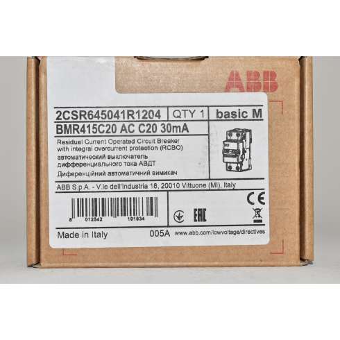 Differenziale Magnetotermico ABB 2CSR645041R1204 Basic M C20 30mA 4,5KA Type AC