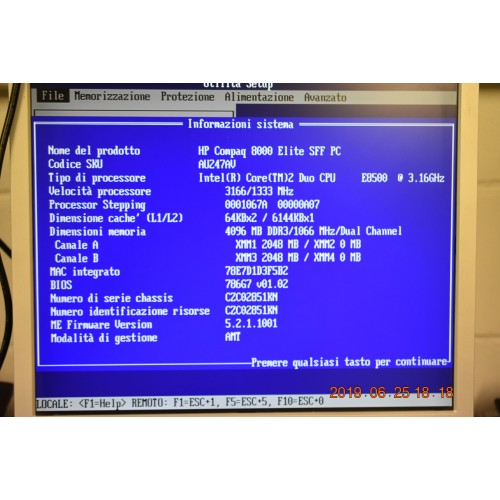 HP 8000 Motherrboard  Intel E8500 2x2 GB Ram   